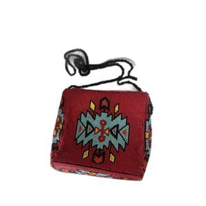 Vintage 1993 Gammon Shire Beaded Southwest Motif Shoulder Bag Red Blue Black